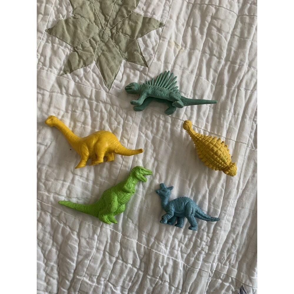 1993 Colorful Rubber Dinosaur Figurine Toy Vintage T Red Brontosaurus Lot Of 5